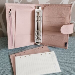 Moterm: Like New Dusty Pink Leather Organizer Binder